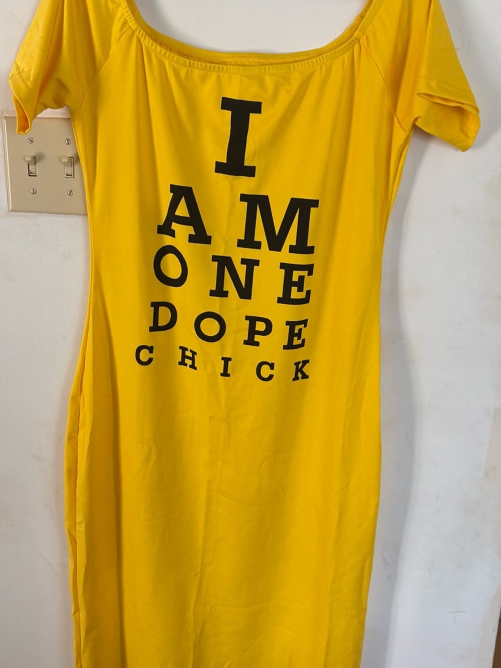 Yellow Graphic Tee Dress - "I AM ONE DOPE CHICK"